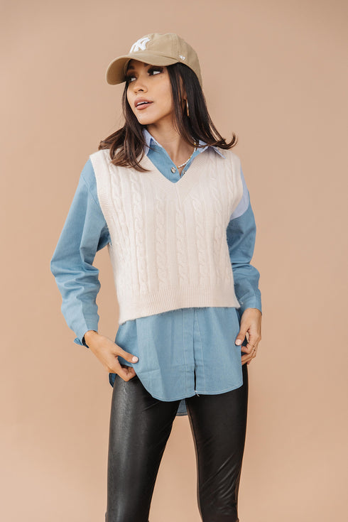 Hailey Denim Button-Up Top